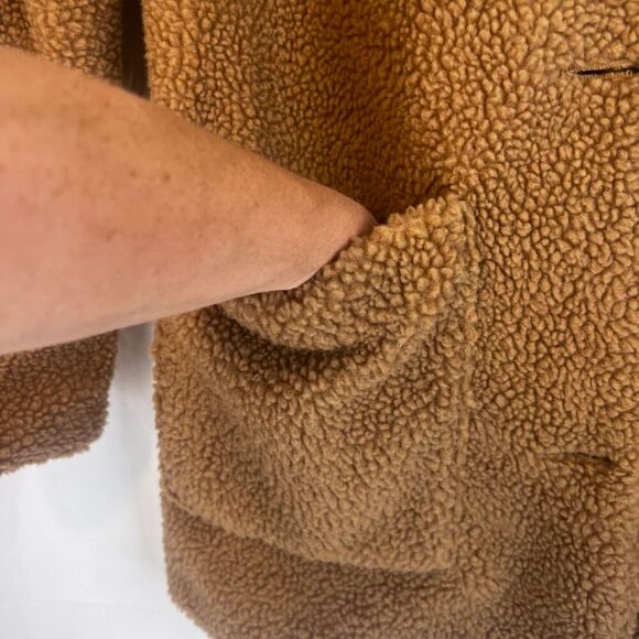 Pink Platinum Brown Fleece Teddy Jacket Lined Boho Casual Neutral Size Medium - Picture 6 of 11